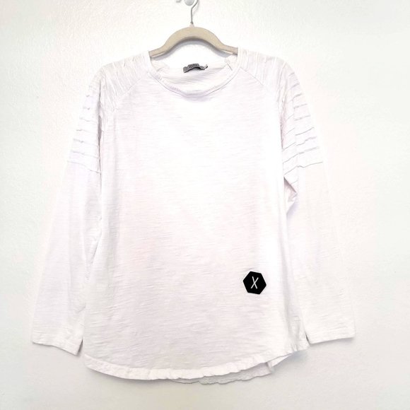 Polo Mano White Stripe Pleat Long Sleeve Shirt Size Large - Picture 1 of 11